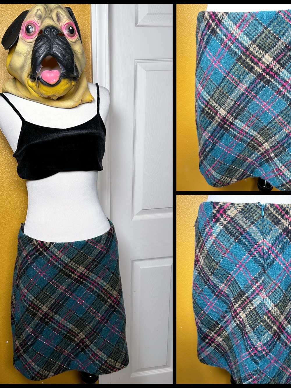 Cool Chick, APRICOT, plaid mini skirt!!